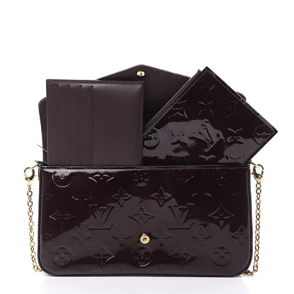 Louis Vuitton Vernis Pochette Felicie Chain Wallet Amarante 8 of 14