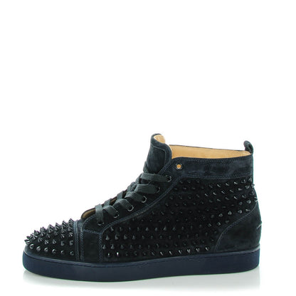 Christian Louboutin Mens Suede Louis Spikes Flat Sneakers 45 Nuit 1 of 8