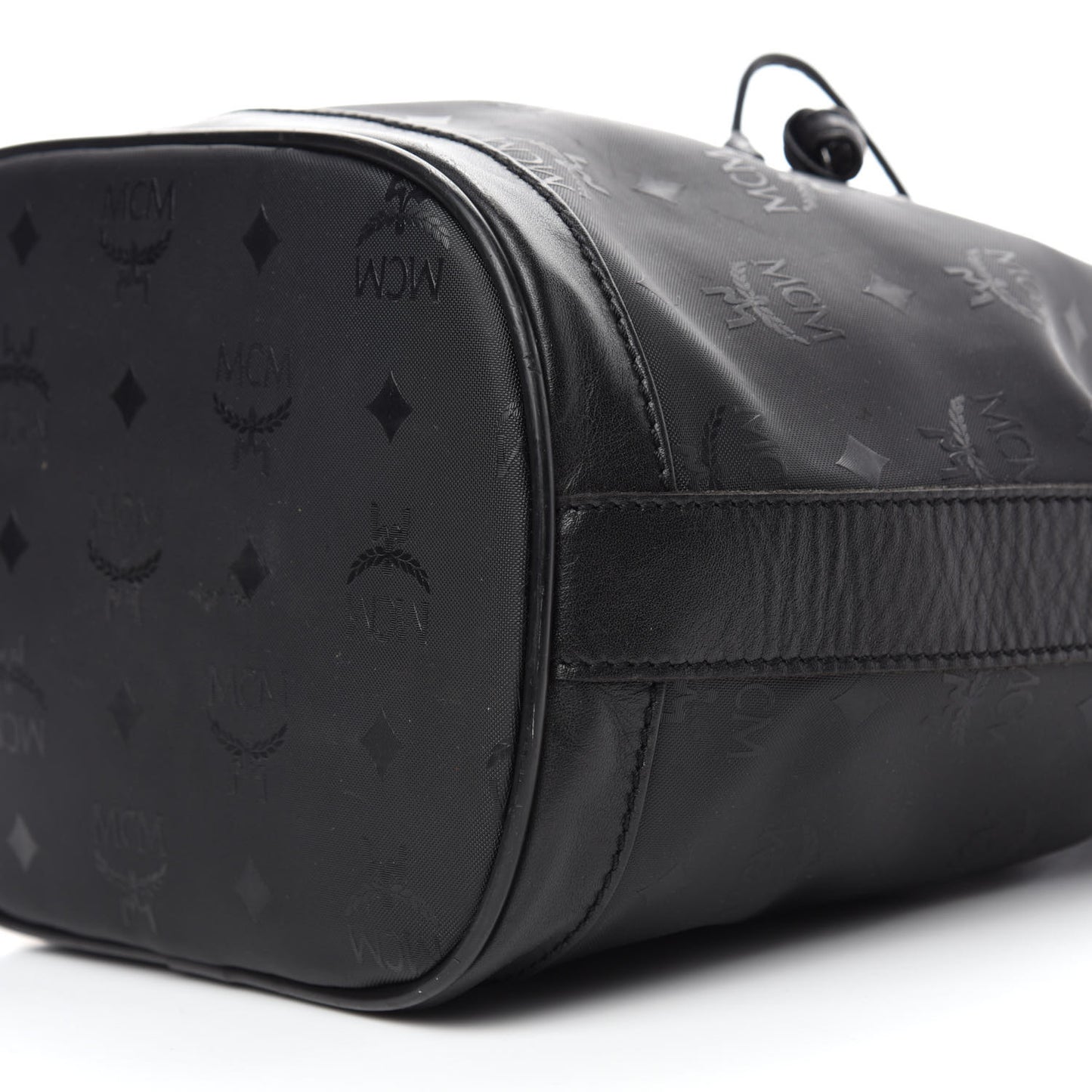 Nylon Monogram Drawstring Bucket Bag Black