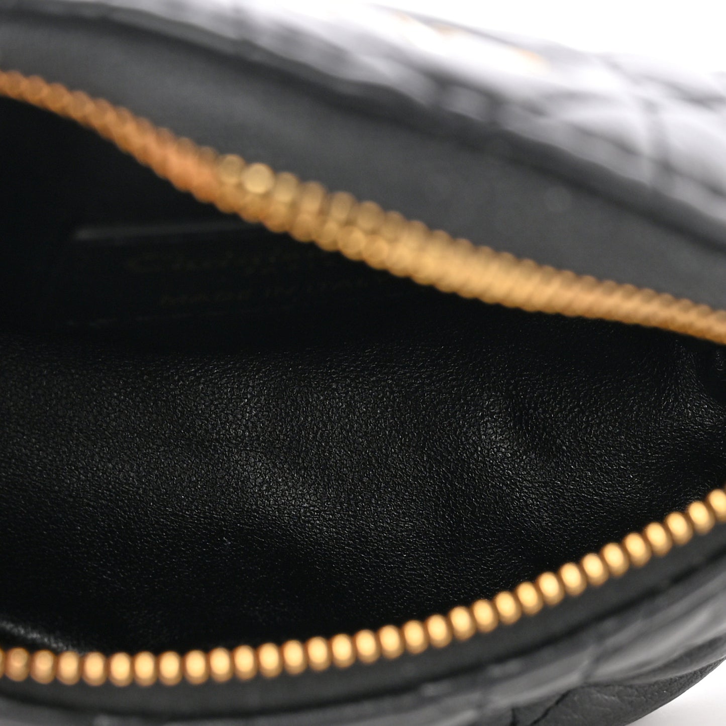 Supple Calfskin Cannage Caro Half-Moon Coin Purse Black