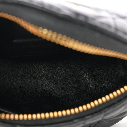 Christian Dior Supple Calfskin Cannage Caro Half-Moon Coin Purse Black 5 of 10