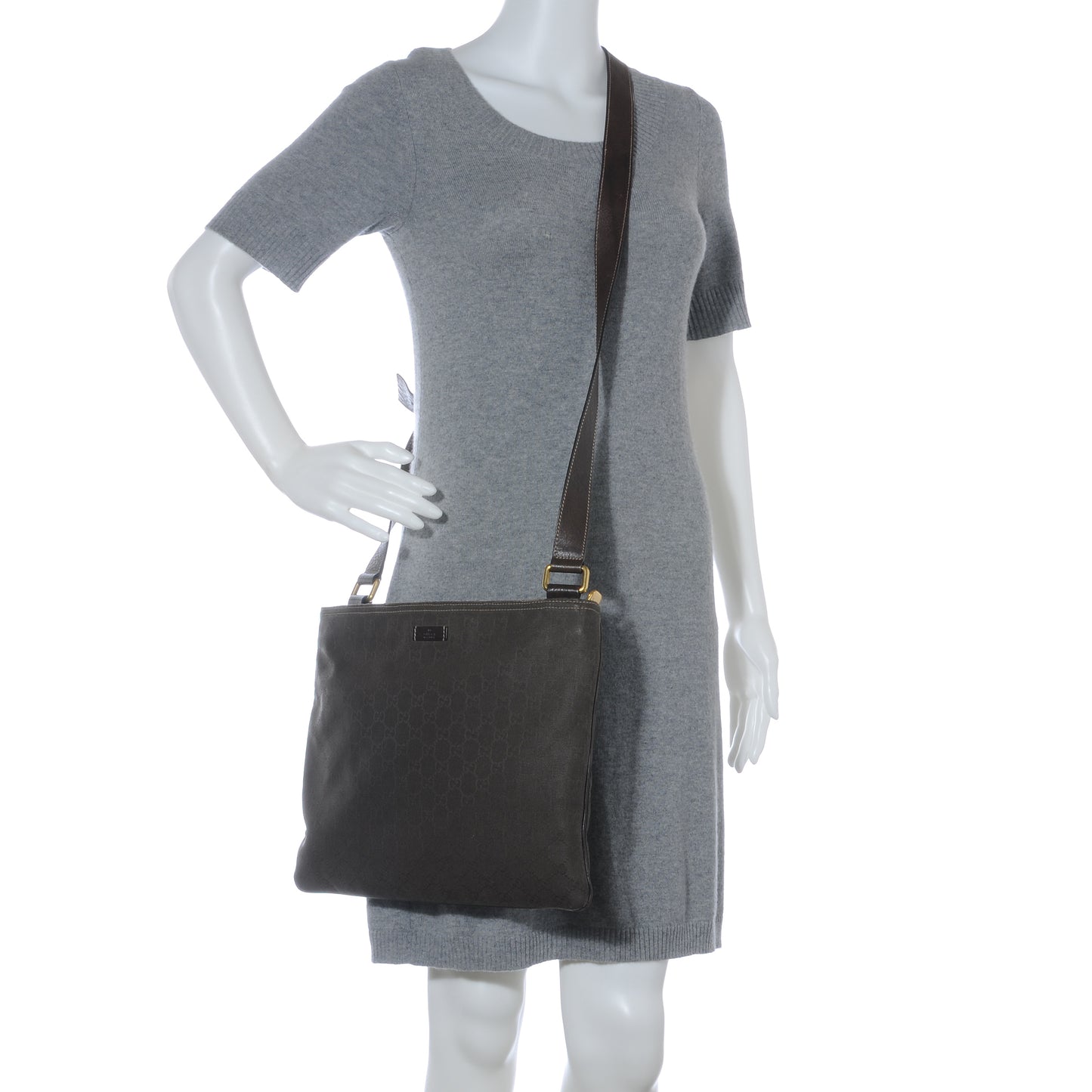 Monogram Medium Flat Messenger Bag Dark Brown