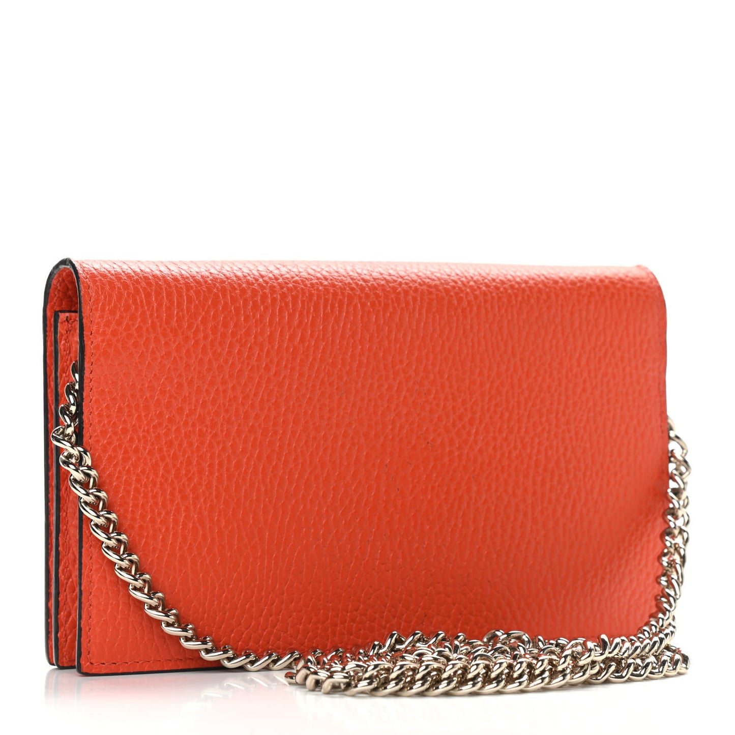 Dollar Calfskin Medium Betty Chain Wallet Sun Orange