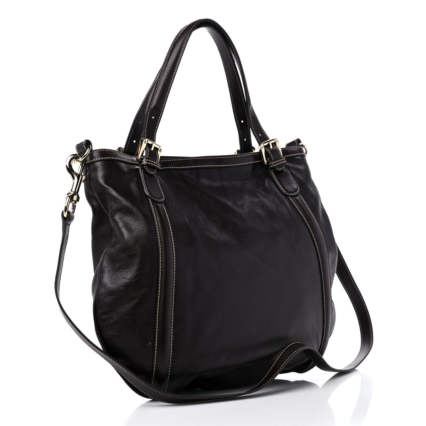 Calfskin Medium Britt Tote Dark Brown