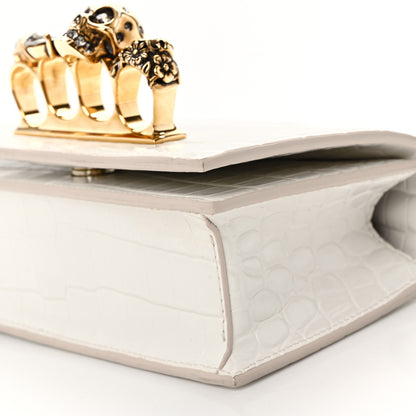 Alexander McQueen Calfskin Crocodile Embossed Mini Jeweled Satchel Deep Ivory 10 of 10
