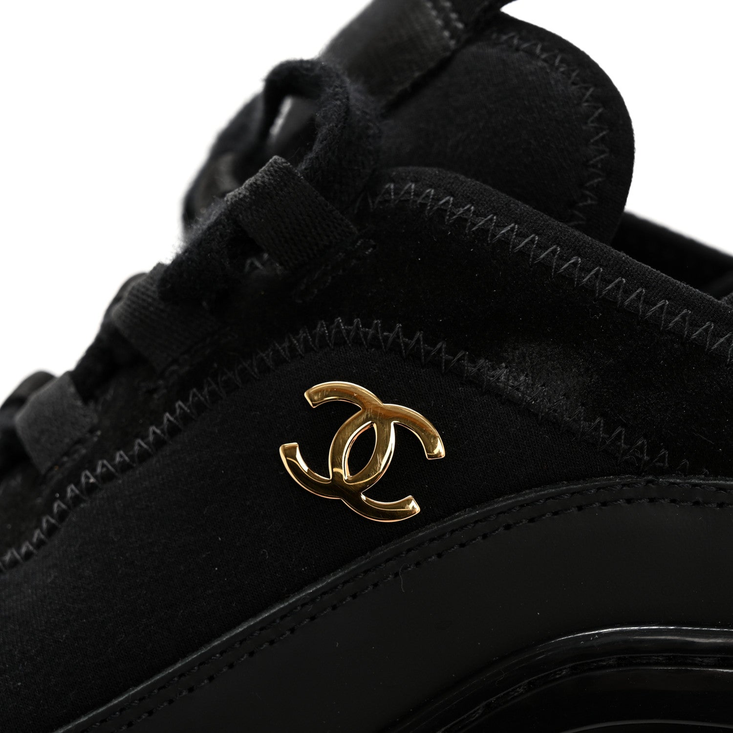 Chanel Velvet Calfskin Mixed Fibers CC Sneakers 38 Black 9 of 10