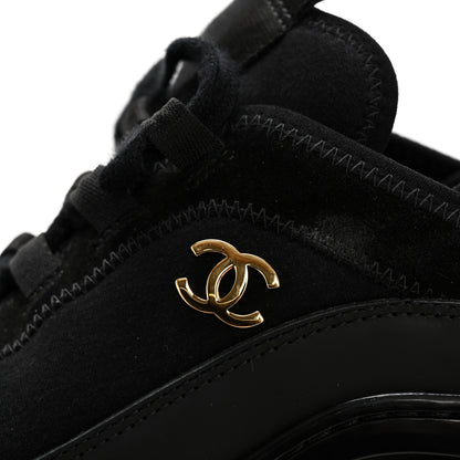 Chanel Velvet Calfskin Mixed Fibers CC Sneakers 38 Black 9 of 10