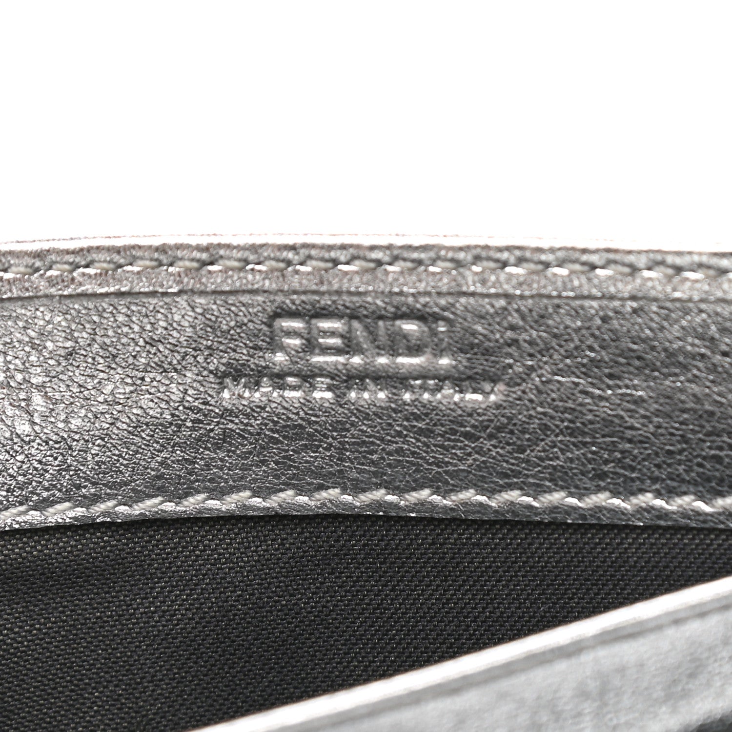 Fendi Vitello Catalan Mirror FF 1974 Embossed Continental Wallet Argento 6 of 8