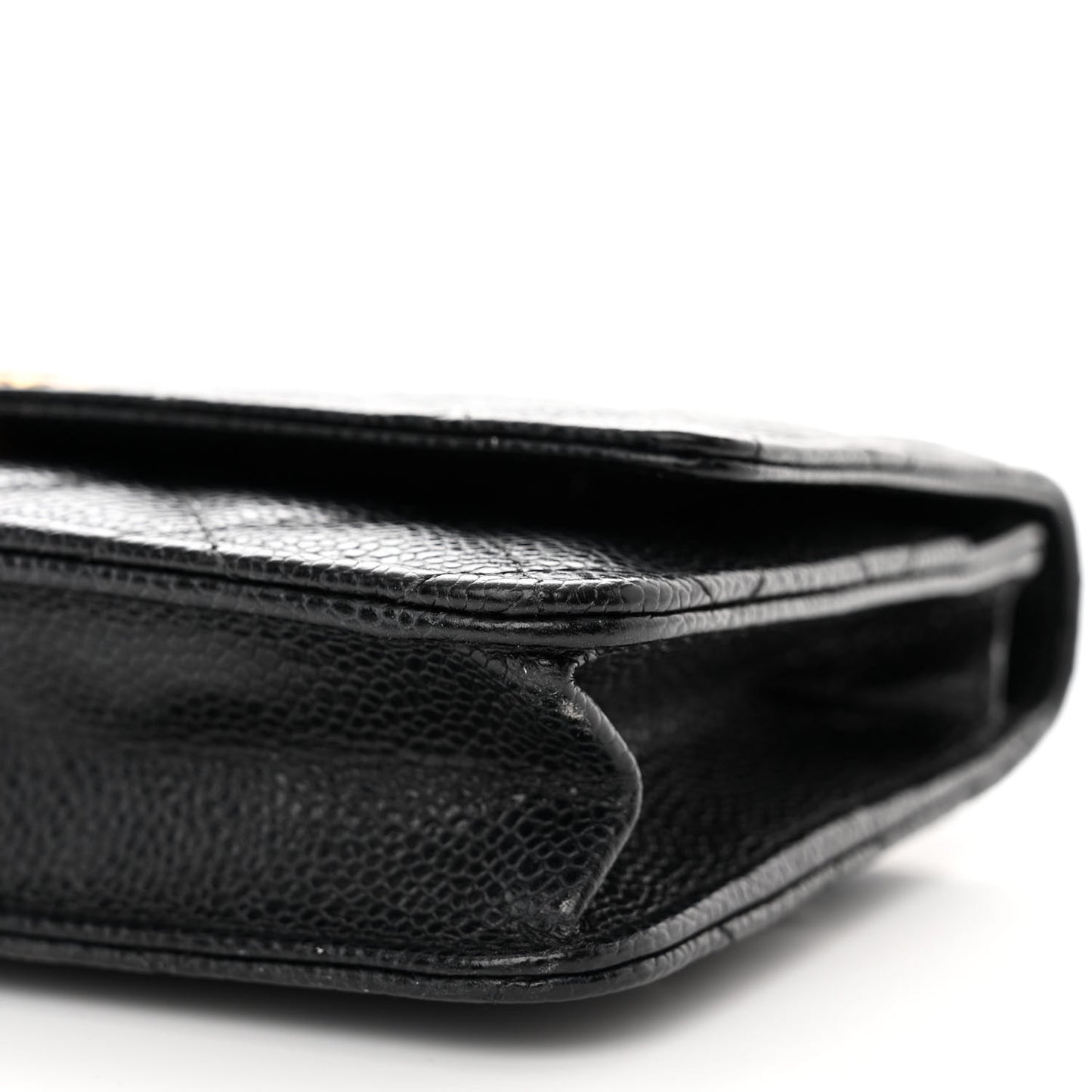 Caviar Quilted Wallet on Chain WOC Black