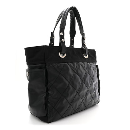 Chanel Coated Canvas Quilted Large Paris Biarritz Tote Black 4 of 11