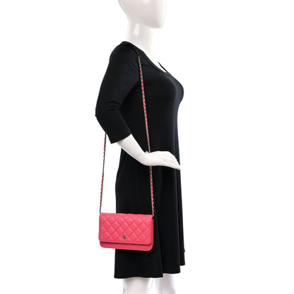 Chanel Caviar Quilted Wallet on Chain WOC Pink 2 of 8