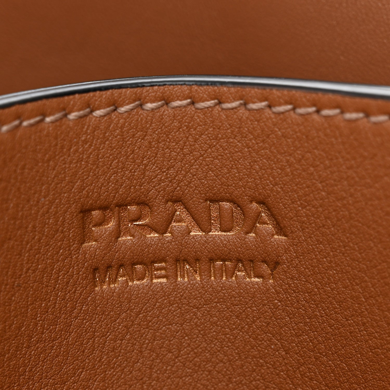 Prada Soft Grain Calfskin Studded Large Buckle Bag With Belt Caramel Black 7 of 10