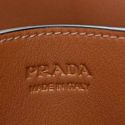 Prada Soft Grain Calfskin Studded Large Buckle Bag With Belt Caramel Black 7 of 10
