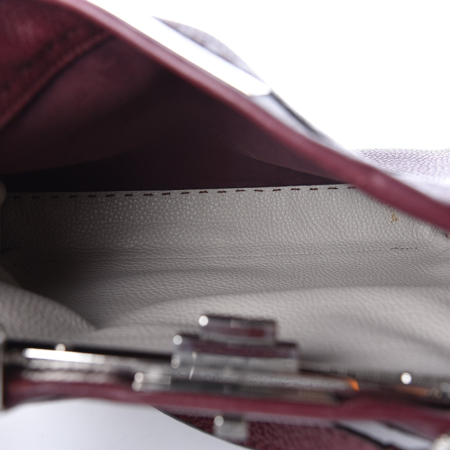 Cuoio Romano Elaphe Selleria Lace Up Bi-Color Medium Peekaboo Iconic Satchel Bordeaux Grigio Polvere Natural