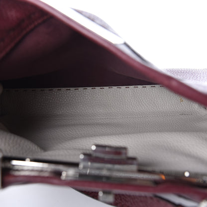 Fendi Cuoio Romano Elaphe Selleria Lace Up Bi-Color Medium Peekaboo Iconic Satchel Bordeaux Grigio Polvere Natural 7 of 15