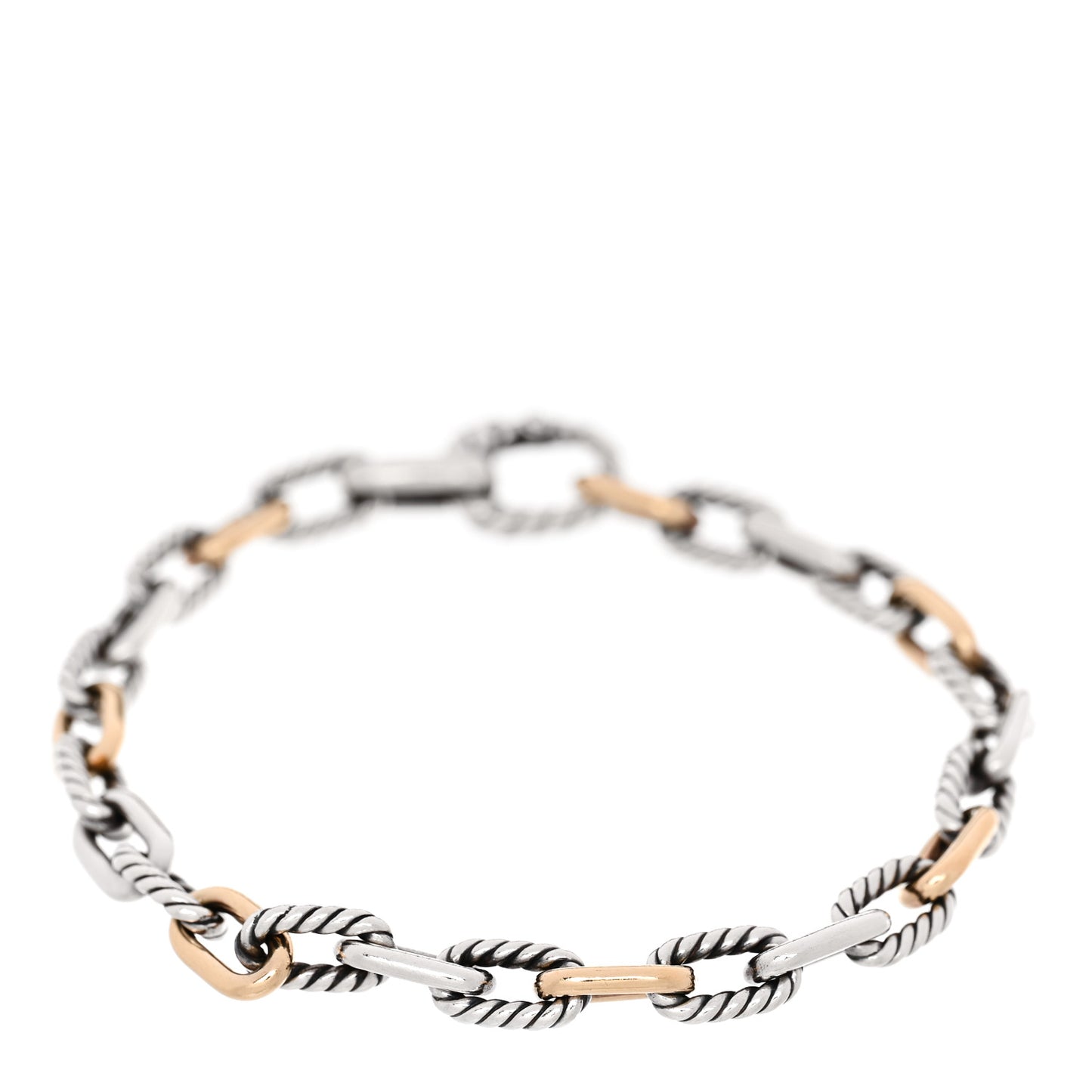Sterling Silver 18K Yellow Gold 5.5mm DY Madison Link Chain Bracelet