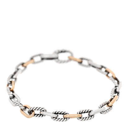 David Yurman Sterling Silver 18K Yellow Gold 5.5mm DY Madison Link Chain Bracelet 1 of 4