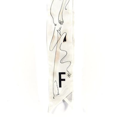 Christian Dior Silk Mitzah "F" Scarf Off White 2 of 3