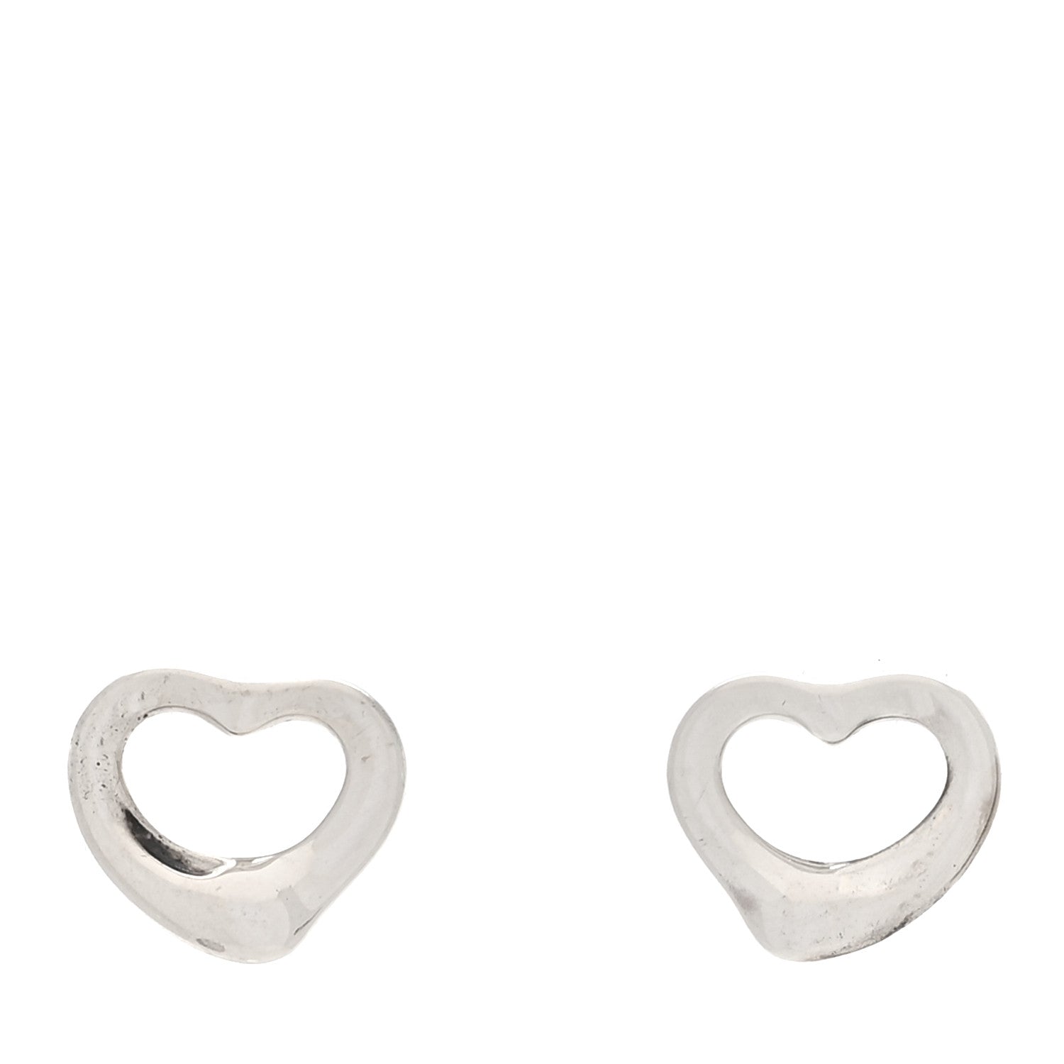 Tiffany Sterling Silver Elsa Peretti 11mm Open Heart Earrings 1 of 4
