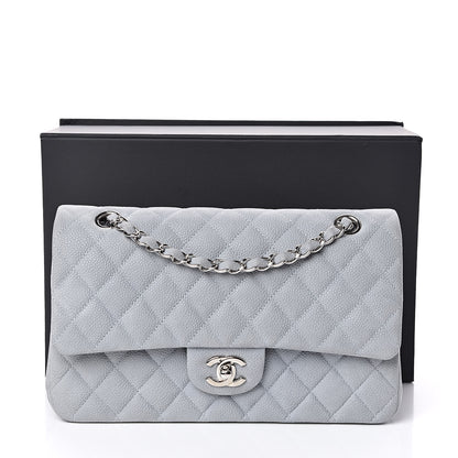 Chanel Iridescent Caviar Quilted Medium Double Flap Light Grey 14 of 14