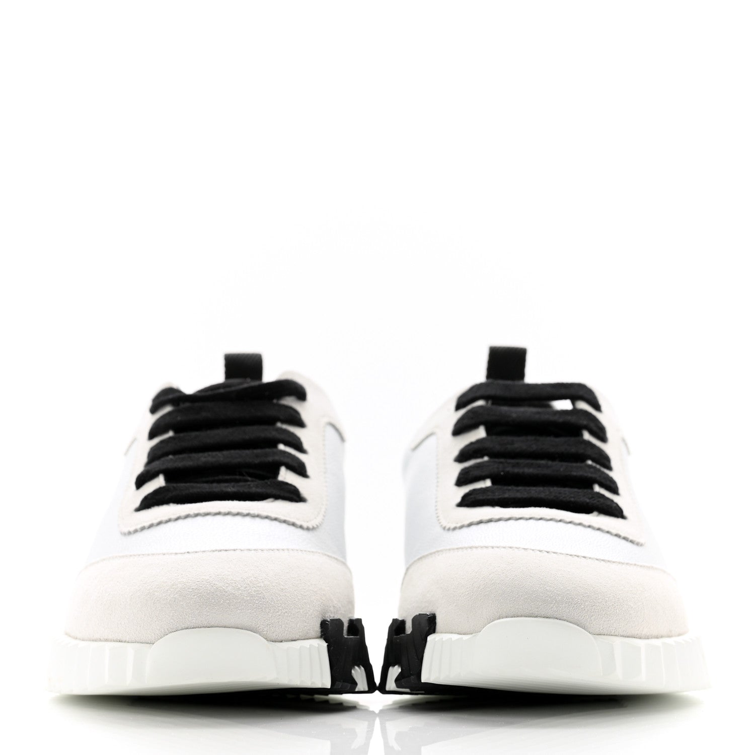 Hermes Goatskin Suede Goatskin Bouncing Sneakers 36.5 White Black 2 of 11