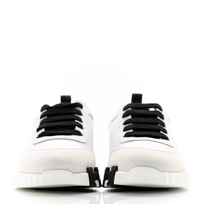 Hermes Goatskin Suede Goatskin Bouncing Sneakers 36.5 White Black 2 of 11