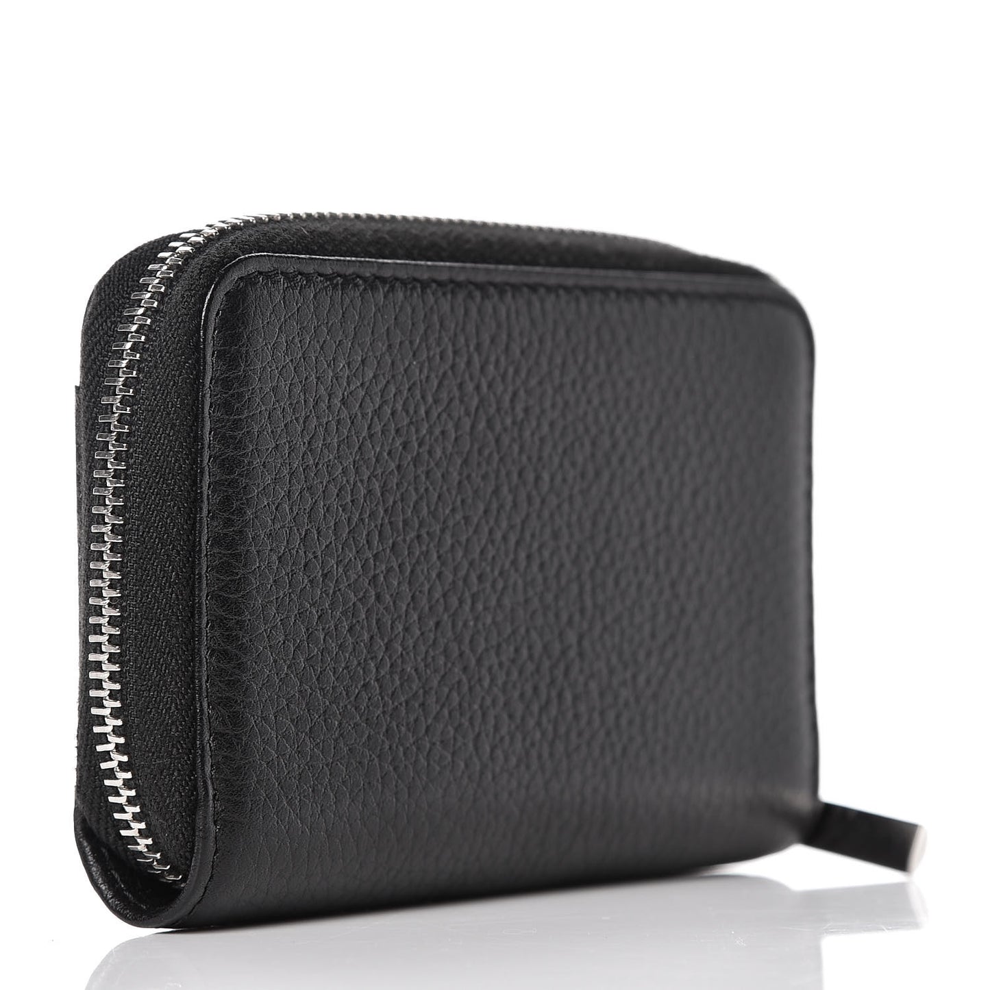 Grained Calfskin Neo Executive Zip Coin Purse Black