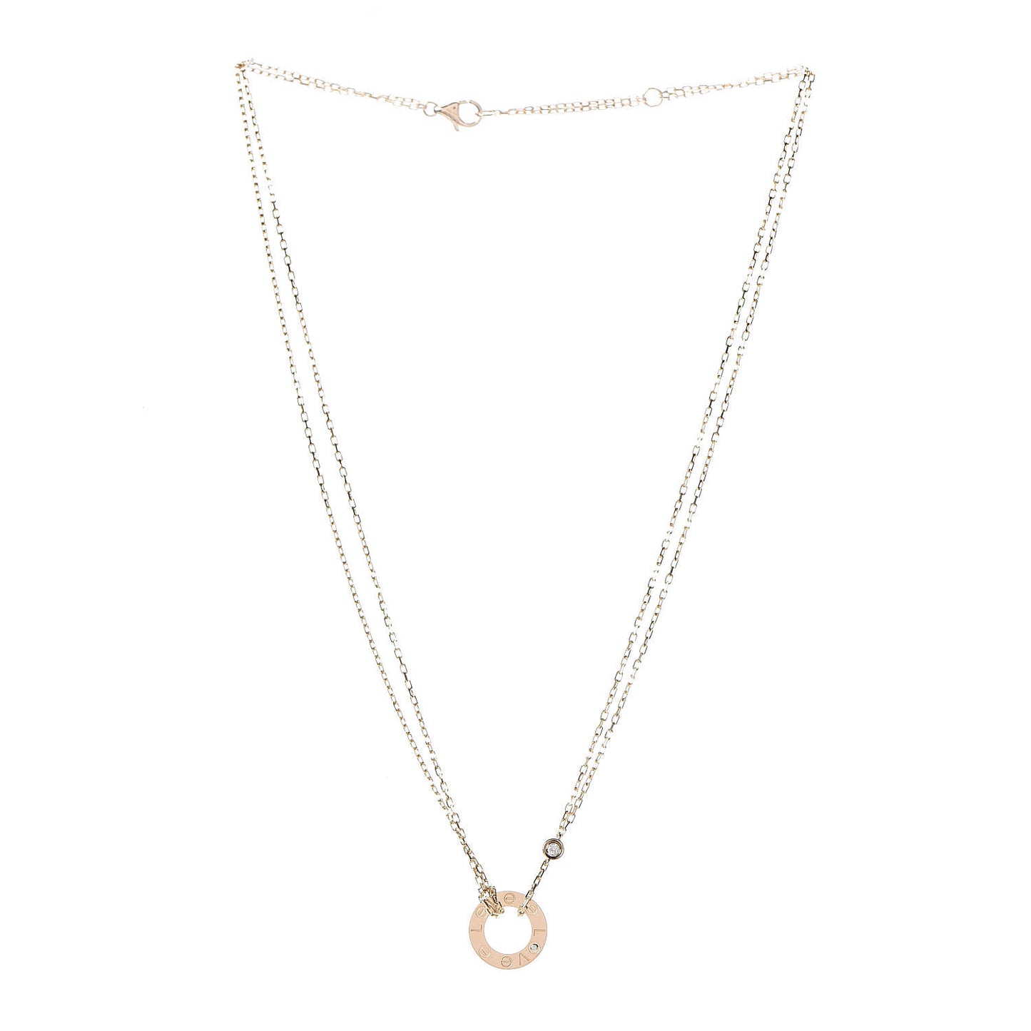 18K Yellow Gold 2 Diamond LOVE Necklace