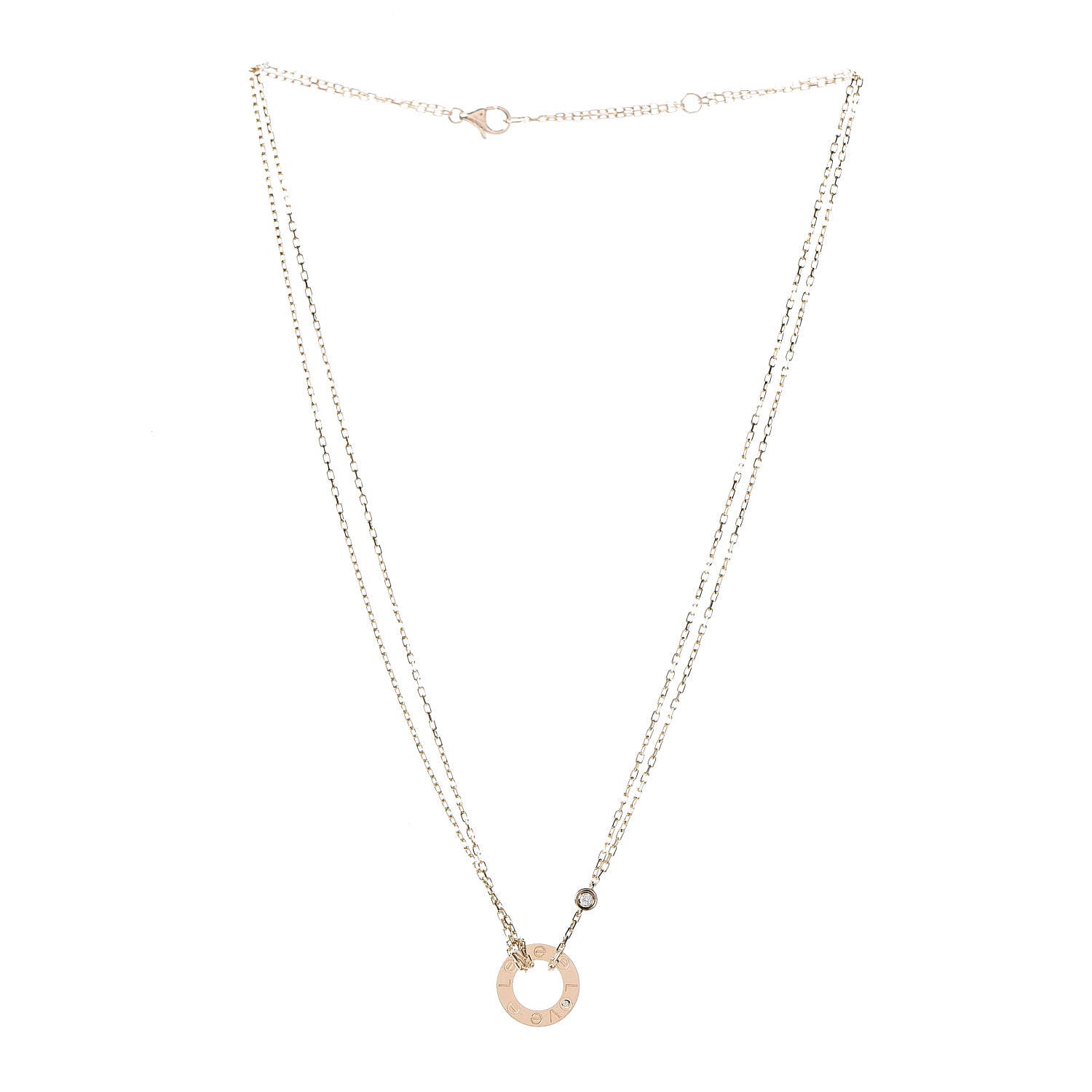 Cartier 18K Yellow Gold 2 Diamond LOVE Necklace 3 of 10