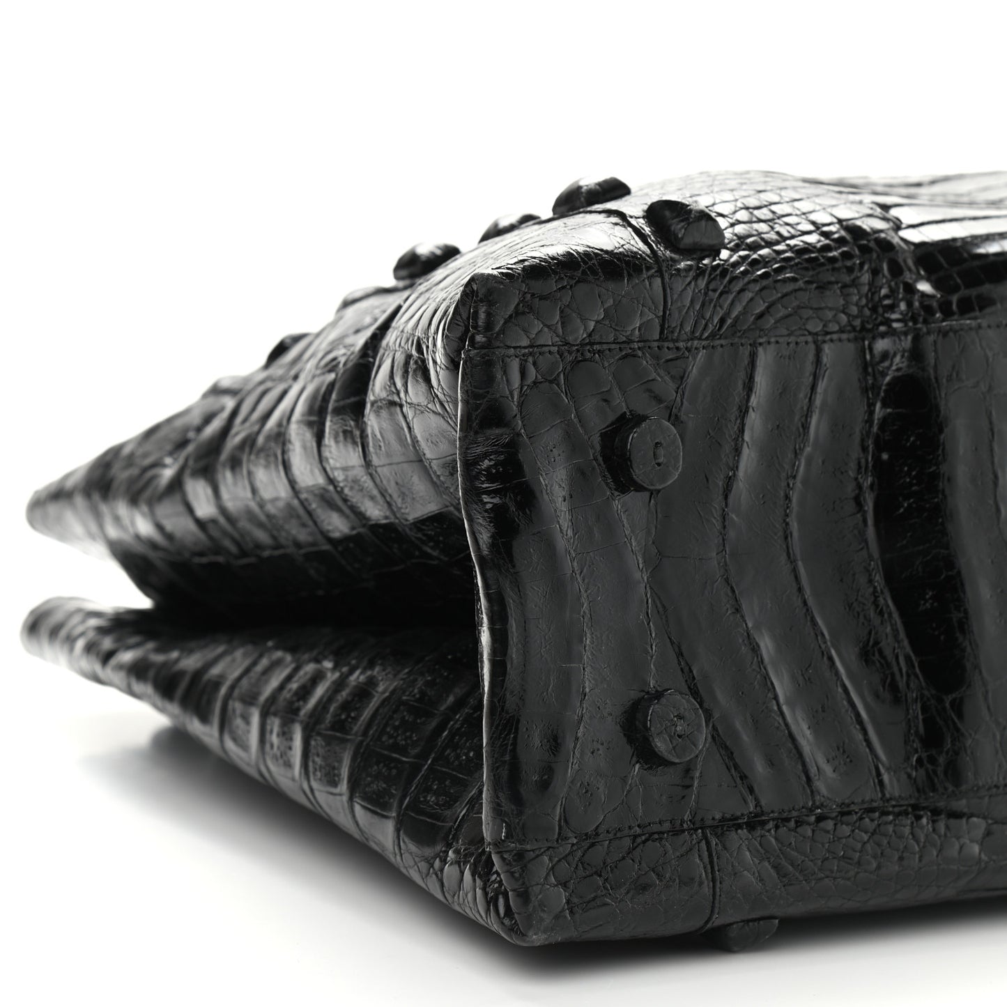 Crocodile Studded Tote Black