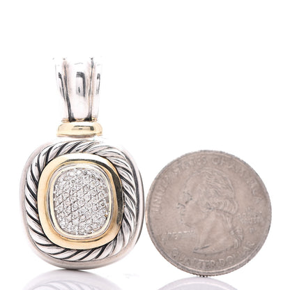 David Yurman Sterling Silver 18K Yellow Gold Diamond Albion Enhancer Pendant 2 of 3