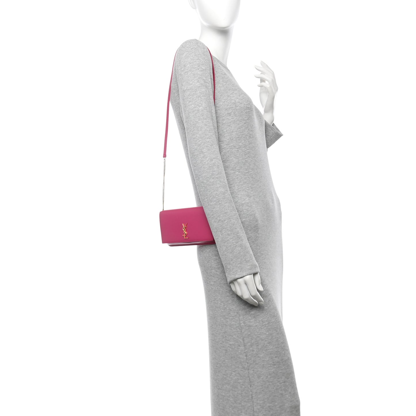 Smooth Calfskin Monogram Phone Holder Crossbody Fuchsia Couture