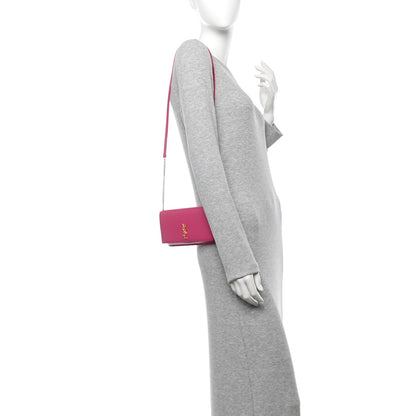 Saint Laurent Smooth Calfskin Monogram Phone Holder Crossbody Fuchsia Couture 2 of 15
