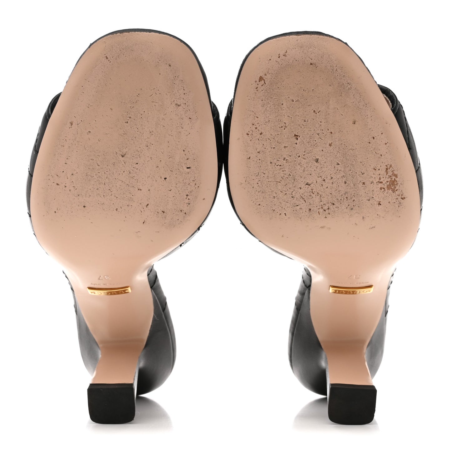 Nappa Matelasse GG Marmont 75mm Slide Sandals 37 Black