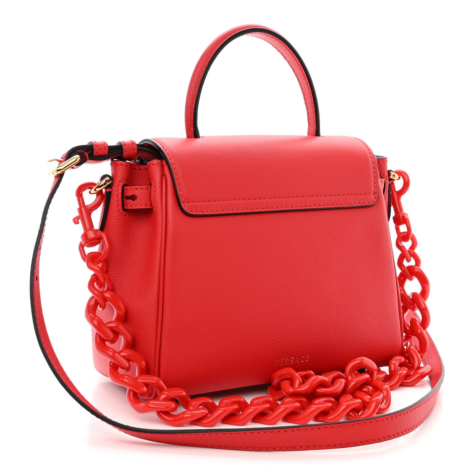 Versace Grained Calfskin Small La Medusa Top Handle Bag Red 3 of 9