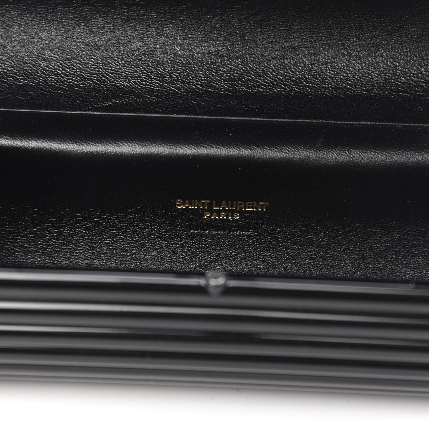 Saint Laurent Ribbed Plexiglass Lambskin Fringe Monogram Opium Box Bag Black 6 of 10