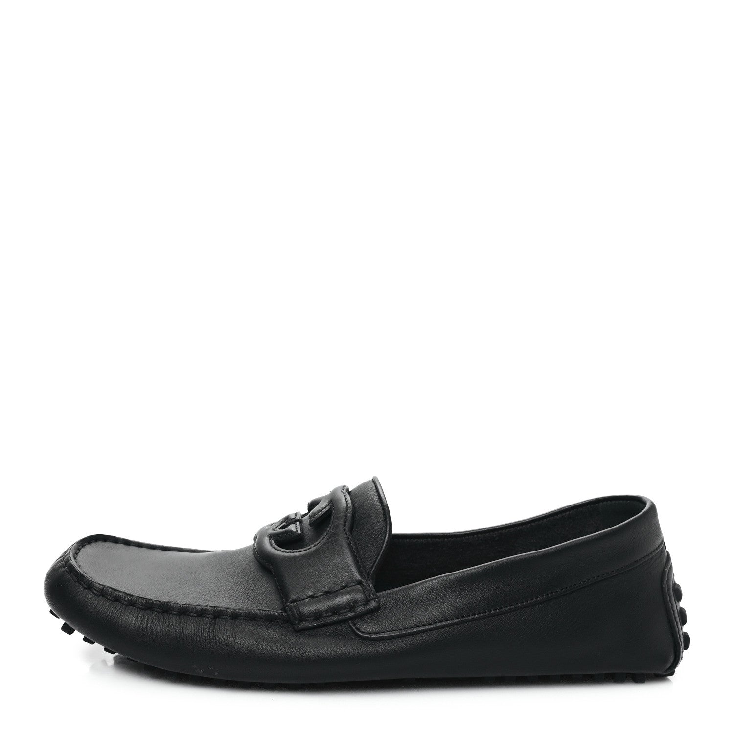 Gucci Soft Clove Calfskin Mens Interlocking G Driver Loafers 9.5 Black 1 of 9