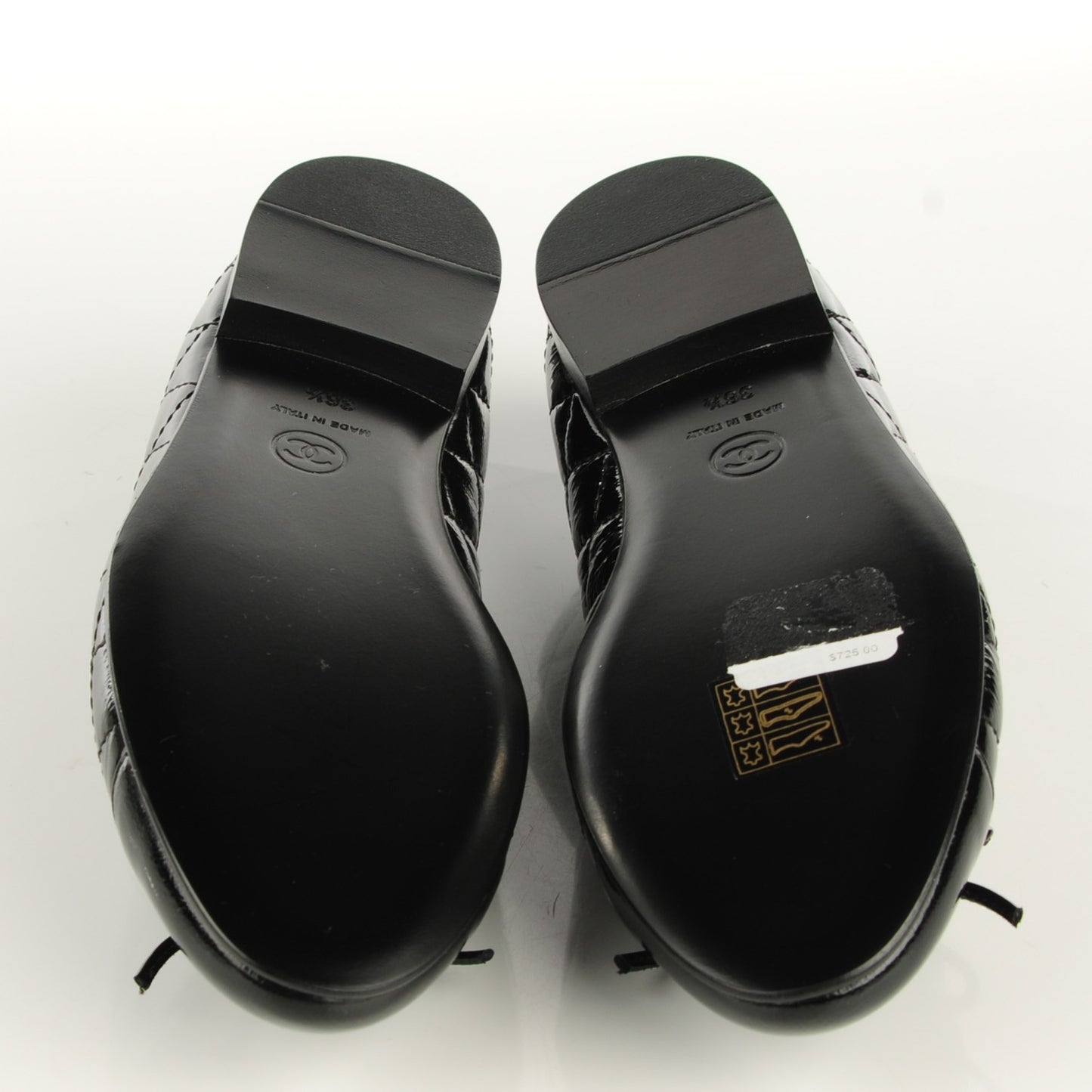 Patent Quilted Cap Toe Ballerina Flats 36.5 Black