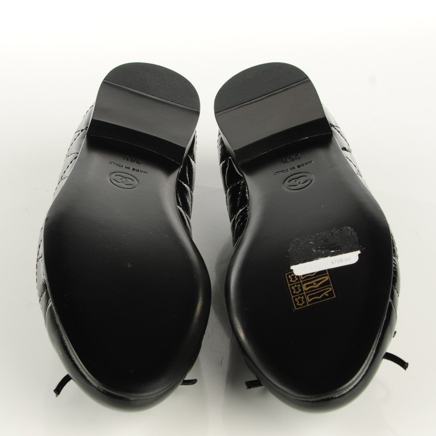 Chanel Patent Quilted Cap Toe Ballerina Flats 36.5 Black 5 of 8