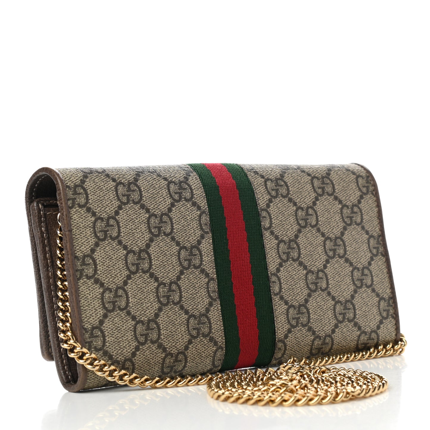 GG Supreme Monogram Web Ophidia Wallet On Chain Brown