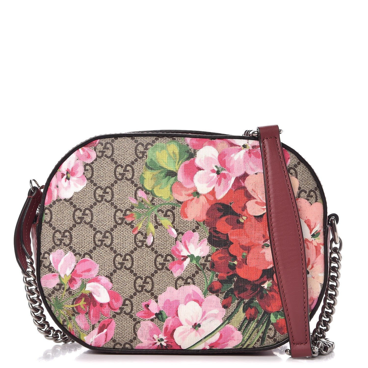 Gucci GG Supreme Monogram Blooms Mini Chain Shoulder Bag Beige Multicolor Dry Rose 1 of 7