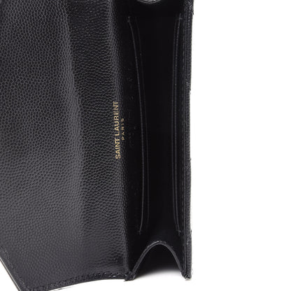 Saint Laurent Grain De Poudre Matelasse Chevron Small Monogram Envelope Wallet Black 5 of 8