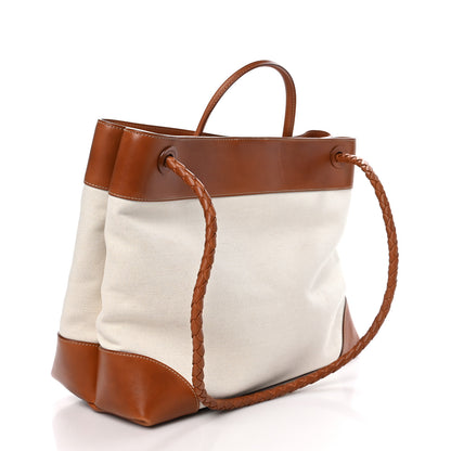 Bottega Veneta Washed Canvas Calfskin Large Andiamo  Natural Light Wood 3 of 10