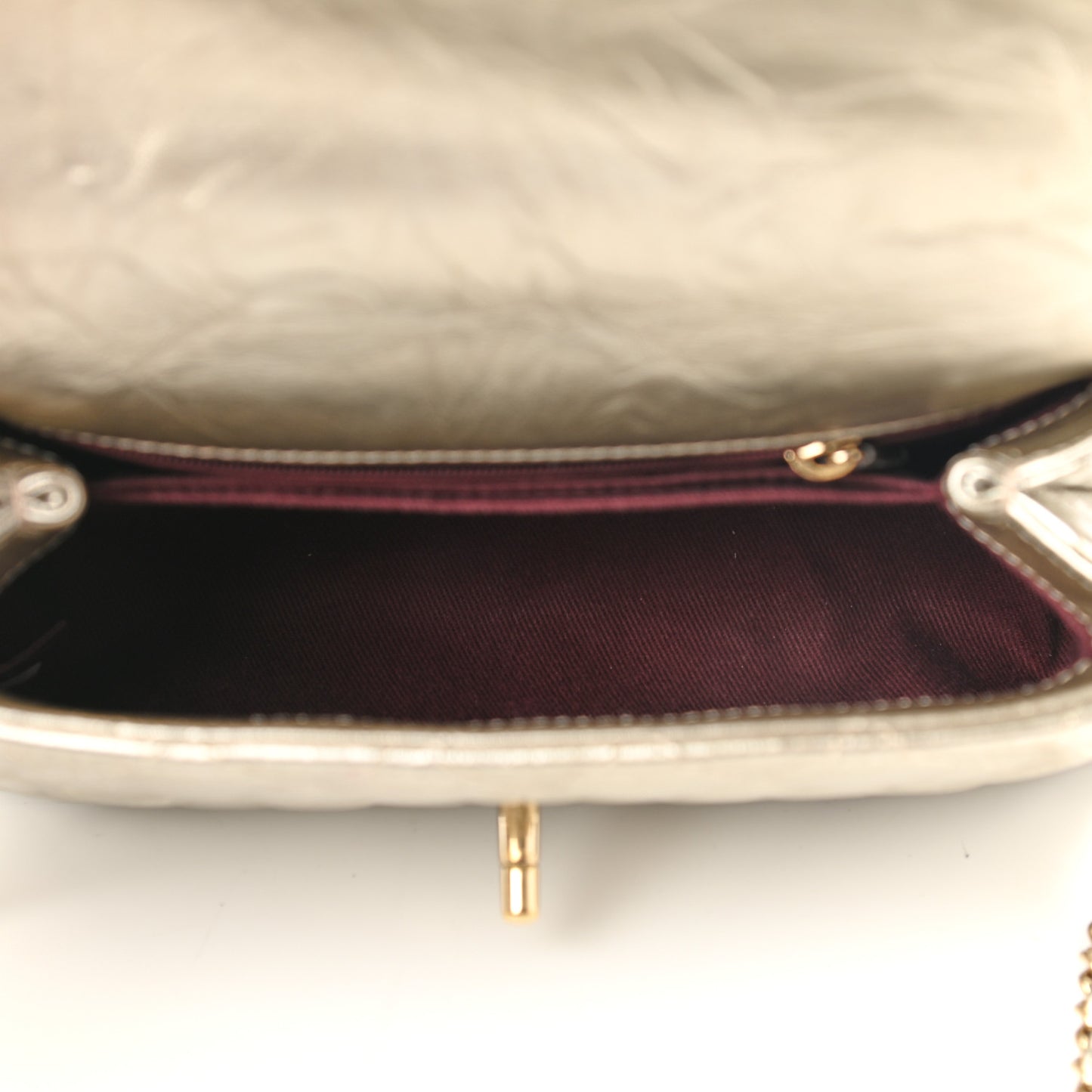 Metallic Aged Calfskin Quilted Mini Coco Handle Flap Gold