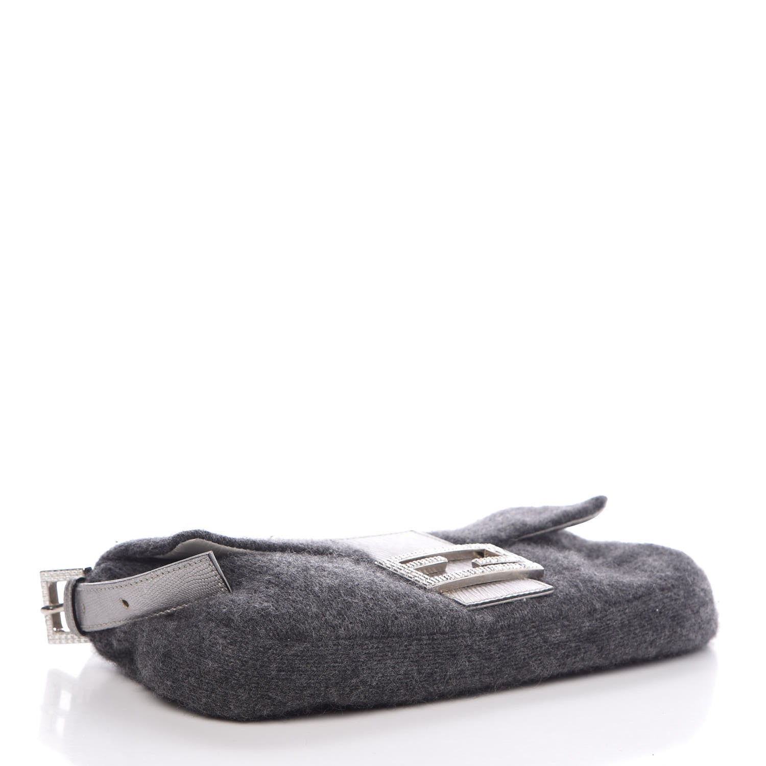Fendi Knit Lizard Crystal Baguette Dark Grey 4 of 10