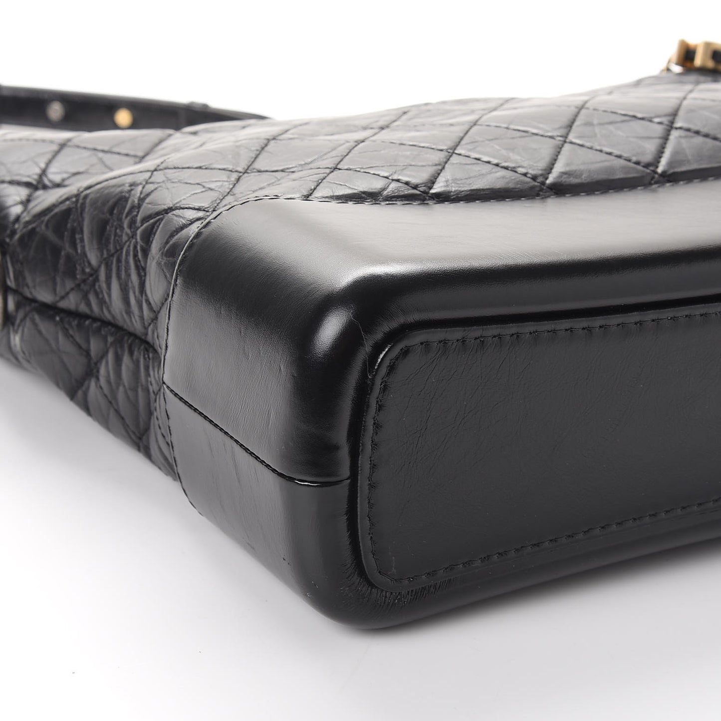 Aged Calfskin Quilted Large Gabrielle Hobo Black