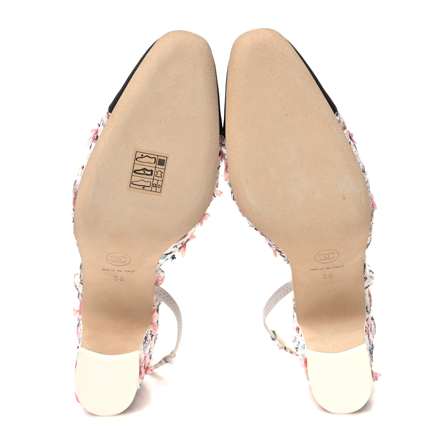 Chanel Tweed Lambskin Cap Toe CC Slingback Pumps 38 White Multicolor 5 of 8