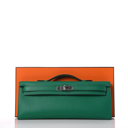 Hermes Swift Kelly Cut Clutch Pochette Vert Vertigo 26 of 26