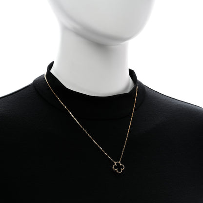 Van Cleef & Arpels 18K Yellow Gold Black Onyx Vintage Alhambra Pendant Necklace 2 of 6