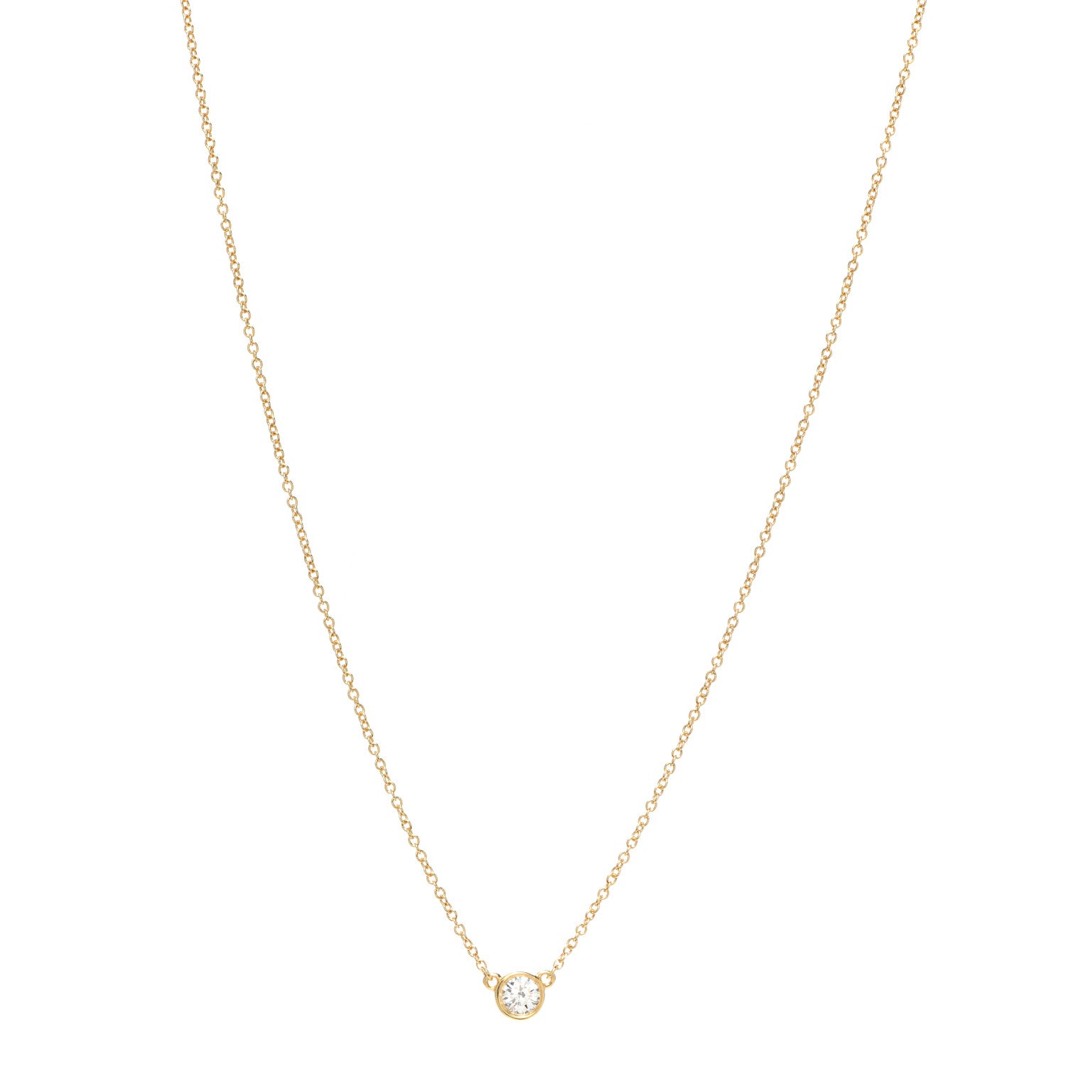Tiffany 18K Yellow Gold Diamond .15ct Elsa Peretti Diamonds by the Yard Pendant Necklace 1 of 4